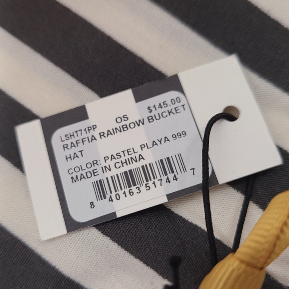 Lele Sadoughi Raffia Rainbow Bucket Hat in Pastel Playa & Signature Dust Bag NWT - Picture 5 of 9